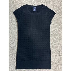 Vintage Gap Gapstretch Womens Small Black Cable Knit Short Sleeve Sweater Top